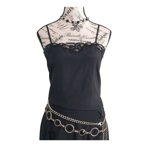 Rosy Tops - Rosy Parisian lingerie delicate black slip tank with lace detail